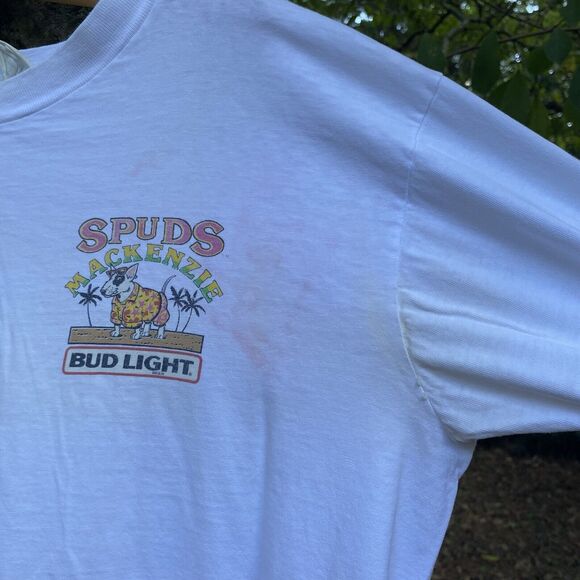 Bud Light Beer Spuds MacKenzie Vintage 80s T Shirt Breweriana Made In USA Large - Picture 6 of 8